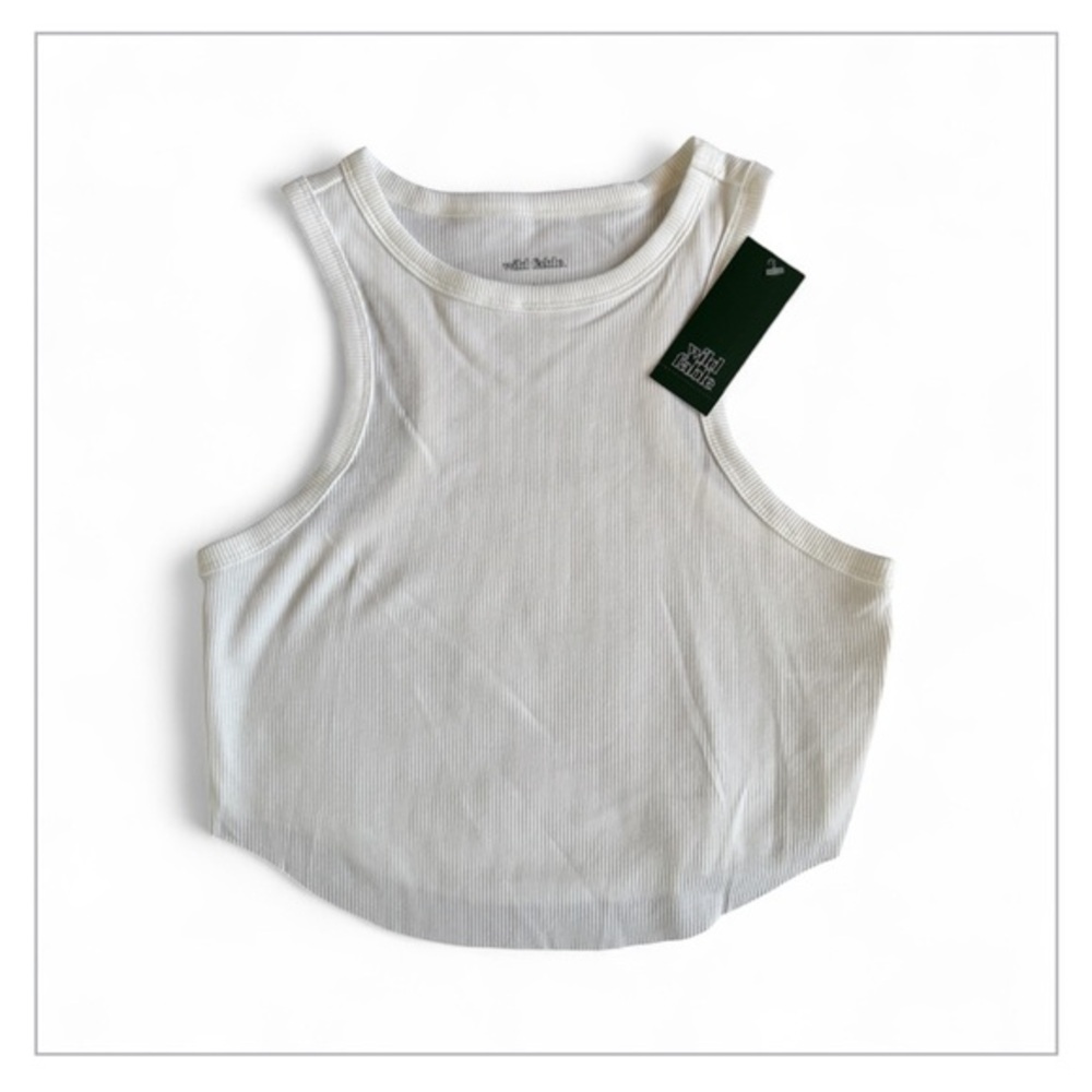 NWT White Cropped Ribbed Tank Top Size L